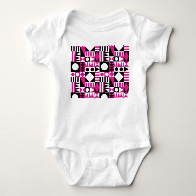 Mid-century modern abstract pattern. baby bodysuit (Front)