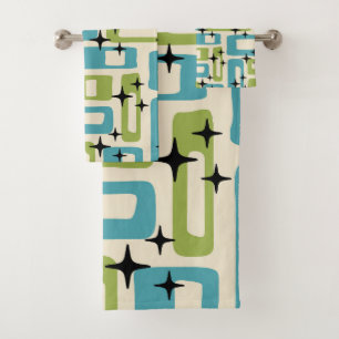 Mid Century Modern Abstract Pattern Bath Towel Set