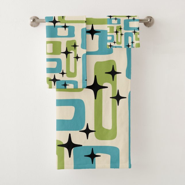 Mid Century Modern Abstract Pattern Bath Towel Set (Insitu)