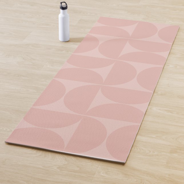 Mid Century Modern Abstract Pattern Blush Pink Yoga Mat (In Situ)