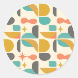 Mid Century Modern Abstract Pattern Classic Round Sticker