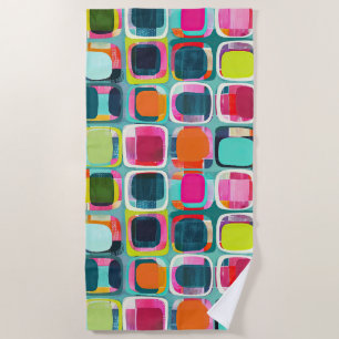 Mid Century Modern Abstract Pattern Colourful Beach Towel