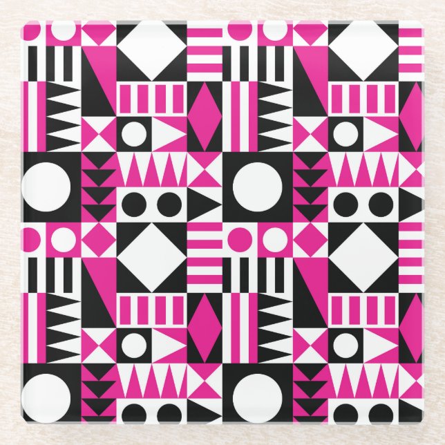 Mid-century modern abstract pattern. glass coaster (Front)