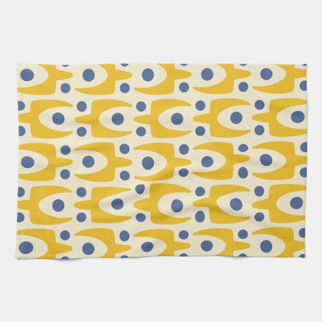 Mid Century Modern Abstract Pattern Kitchen Towels (Horizontal)