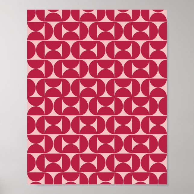 Mid Century Modern Abstract Pattern Magenta Poster (Front)