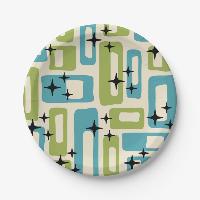 Mid Century Modern Abstract Pattern Paper Plate (Front)