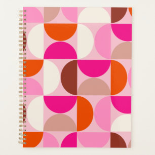 Mid Century Modern Abstract Pattern Pink Orange Planner