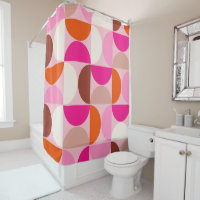 Mid Century Modern Abstract Pattern Pink Orange