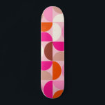 Mid Century Modern Abstract Pattern Pink Orange Skateboard<br><div class="desc">Retro mid century modern pattern – abstract geometric shapes – minimalist pattern in pink,  orange,  Brown and white.</div>