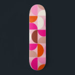 Mid Century Modern Abstract Pattern Pink Orange Skateboard<br><div class="desc">Retro mid century modern pattern – abstract geometric shapes – minimalist pattern in pink,  orange,  Brown and white.</div>