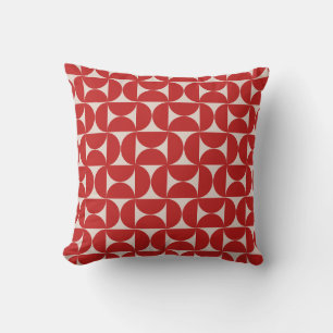 Mid Century Modern Abstract Pattern Red Cushion