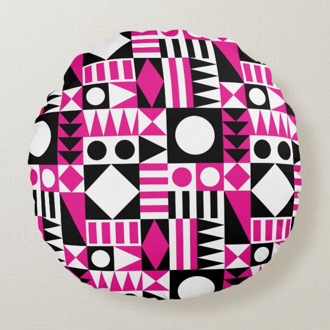 Mid-century modern abstract pattern. round cushion (Front)