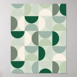 Mid Century Modern Abstract Pattern Sage Green Poster