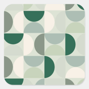 Mid Century Modern Abstract Pattern Sage Green Square Sticker
