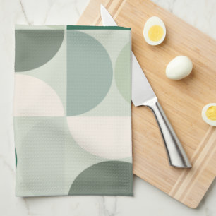 Mid Century Modern Abstract Pattern Sage Green Tea Towel