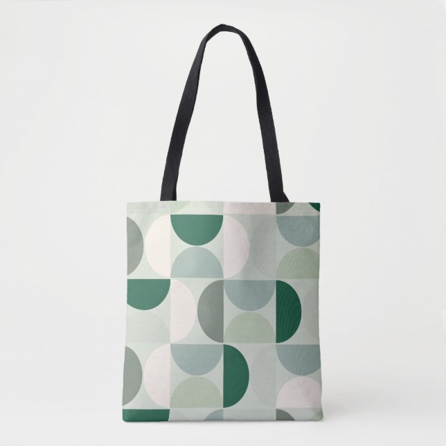 Mid Century Modern Abstract Pattern Sage Green Tote Bag (Front)