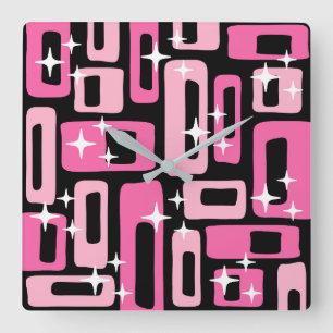 Mid Century Modern Abstract Pattern Square Wall Clock