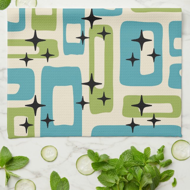 Mid Century Modern Abstract Pattern Tea Towel (Folded)