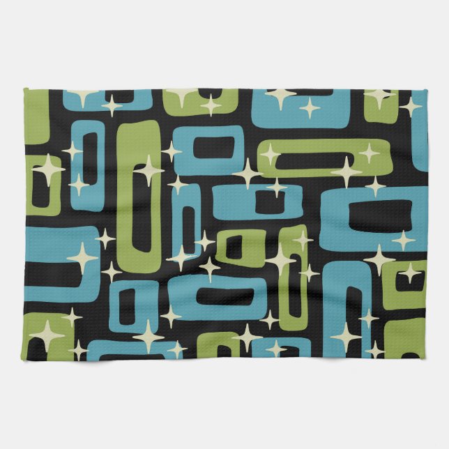 Mid Century Modern Abstract Pattern Tea Towel (Horizontal)