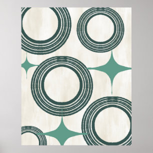 Mid Century Modern Abstract Poster-Teal Poster