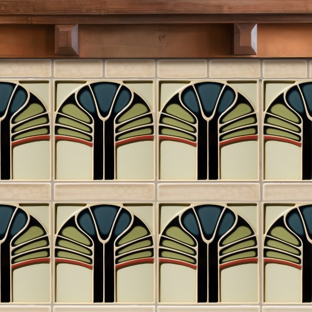Mid-Century Modern Abstract Symmetry Arts Crafts Tile (Creator Uploaded)