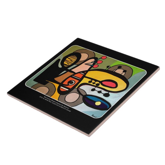 'Mid-Century Modern Abstract the Machine' painting Tile (Side)