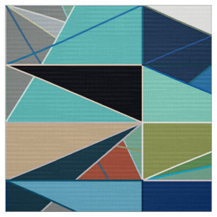 Mid-Century Modern Abstract, Turquoise & Neutrals Fabric