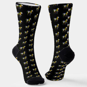 Mid Century Modern Abstract Unicorn Tangram Animal Socks