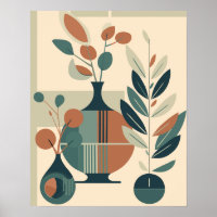 Mid-Century Modern Abstract Vases and Plants