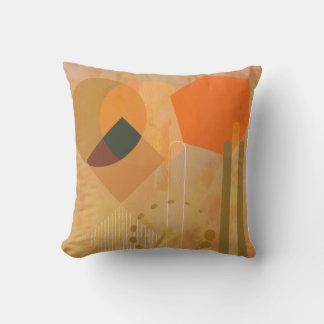 mid century modern abstract with orange colour cushion