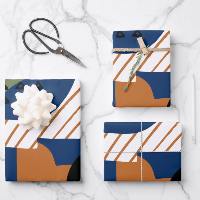 Mid Century Modern Abstract Wrapping Paper Sheet (Front)