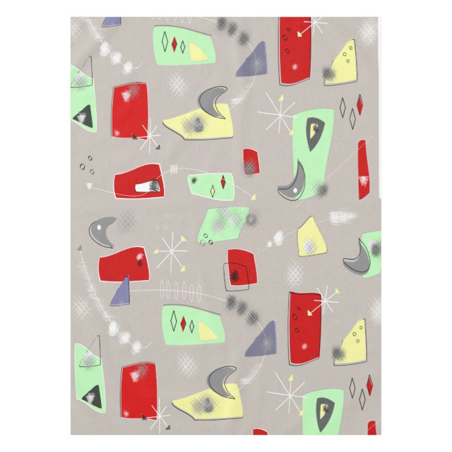 Mid-Century Modern Abstracts and Boomerangs Tablecloth (Front)