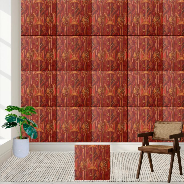 Mid-Century Modern African Textile Pattern Tile  (Mid-Century Modern African Textile Pattern Tile)