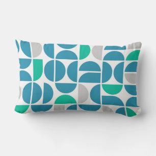Mid Century Modern Aquatic Tiles Lumbar Cushion