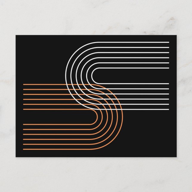 Mid Century Modern Arch Art peach black white Postcard (Front)