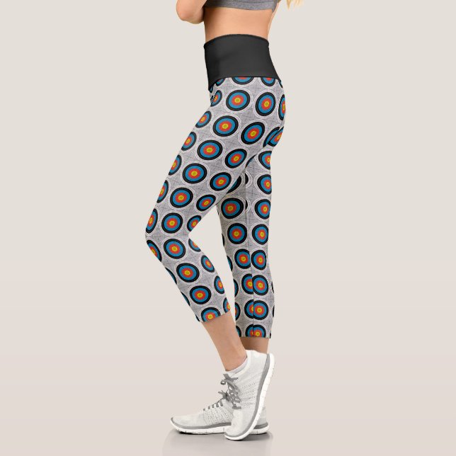 Mid Century Modern Archery Targets Pattern Capri Leggings (Left)