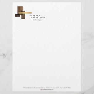 Mid-Century Modern Architectural Logo II on White Custom Letterhead