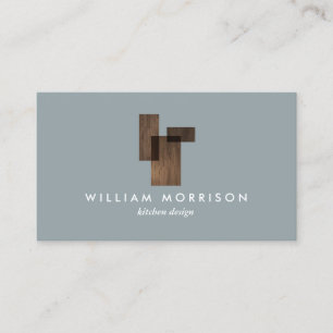Mid-Century Modern Architectural Logo on Grey Business Card