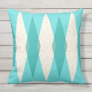 Mid Century Modern Argyle Outdoor Throw Pillow