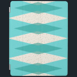 Mid Century Modern Argyle Smart iPad Cover<br><div class="desc">This Mid Century Modern Argyle Smart iPad Cover features a vibrant, turquoise background and a pattern of mod, translucent teal diamonds overlaying larger, vintage cream diamonds with gold coloured, space age speckles. This minimalist inspired, deconstructed argyle is a simplistic throwback of the larger than life atomic era that dominated the...</div>