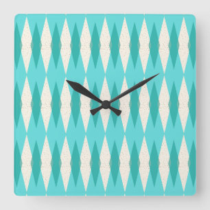 mid Century Modern Argyle Square Wall Clock