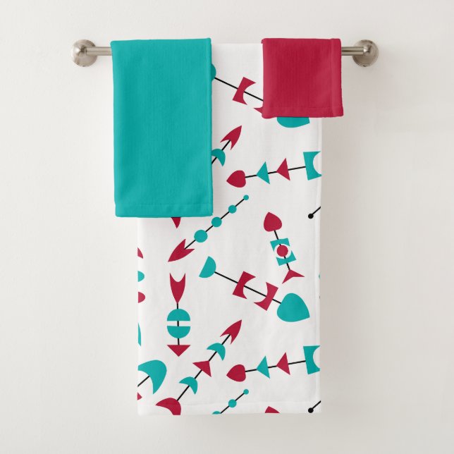 Mid-Century Modern Arrows  Bath Towel Set (Insitu)
