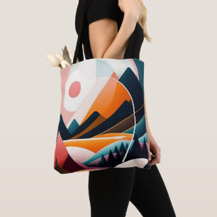 Mid Century Modern Art Abstract Mountains Tote Bag
