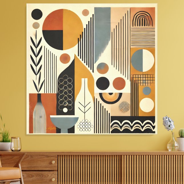 Mid Century Modern Art Autumn Harvest Canvas Print (Insitu(LivingRoom))