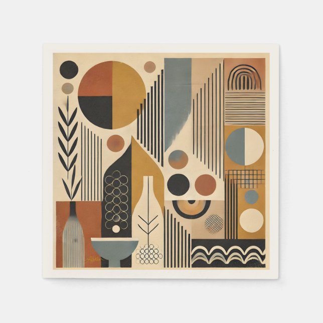 Mid Century Modern Art Autumn Harvest Napkin (Front)