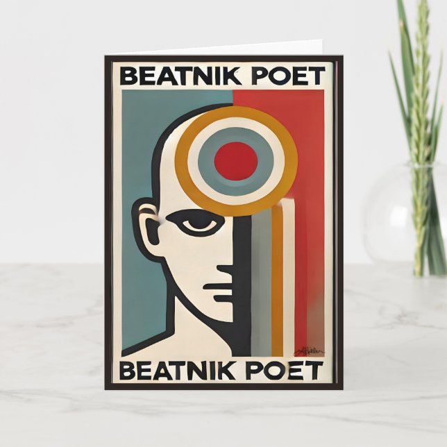 Mid Century Modern Art Beatnik Poet Card (Front)