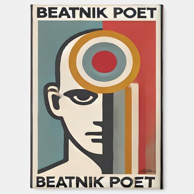 Mid Century Modern Art Beatnik Poet Magnet (Front)