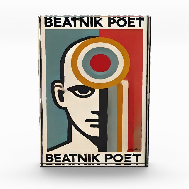Mid Century Modern Art Beatnik Poet Photo Block (Front)