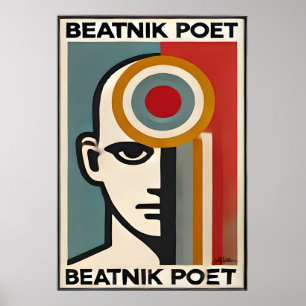 Mid Century Modern Art Beatnik Poet Poster