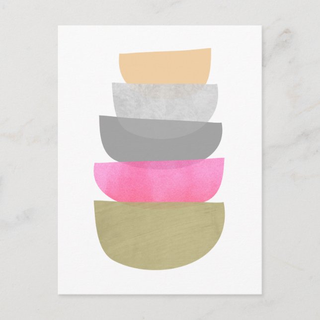 Mid Century Modern Art Bowls Pastels Geometric Postcard (Front)
